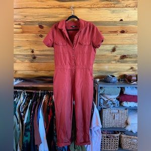 Quince Cotton Linen Twill Short Sleeve Coverall Jumpsuit size Large